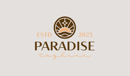 Sunset Wave Monoline Logo Template. Universal creative premium symbol. Vector illustration. Creative Minimal design template. Symbol for Corporate Business Identityのイラスト素材