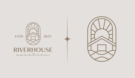River House Logo Template. Universal creative premium symbol. Vector sign icon logo template. Vector illustrationのイラスト素材