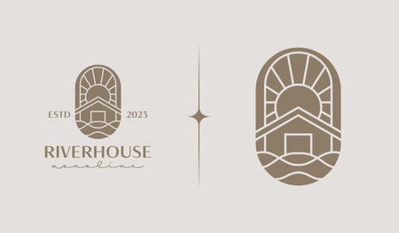 River House Logo Template. Universal creative premium symbol. Vector sign icon logo template. Vector illustrationのイラスト素材