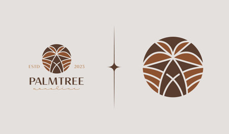 Palm Tree Logo Template. Universal creative premium symbol. Vector illustration. Creative Minimal design template. Symbol for Corporate Business Identityのイラスト素材