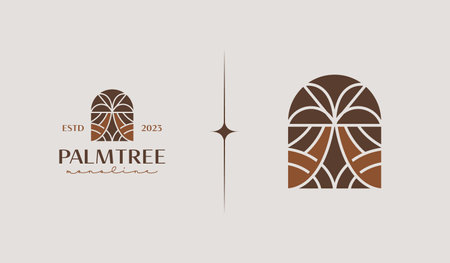 Palm Tree Logo Template. Universal creative premium symbol. Vector illustration. Creative Minimal design template. Symbol for Corporate Business Identityのイラスト素材