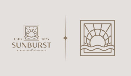 Sunset Wave Logo Template. Universal creative premium symbol. Vector illustration. Creative Minimal design template. Symbol for Corporate Business Identityのイラスト素材