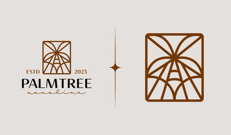 Palm Tree Logo Template. Universal creative premium symbol. Vector illustration. Creative Minimal design template. Symbol for Corporate Business Identityのイラスト素材