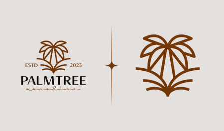 Palm Tree Logo Template. Universal creative premium symbol. Vector illustration. Creative Minimal design template. Symbol for Corporate Business Identityのイラスト素材
