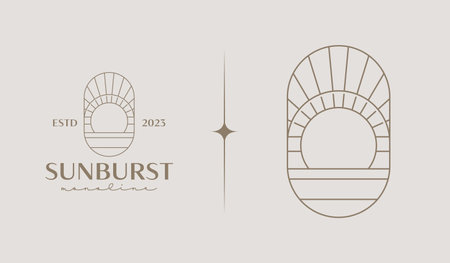 Sunset Wave Logo Template. Universal creative premium symbol. Vector illustration. Creative Minimal design template. Symbol for Corporate Business Identityのイラスト素材