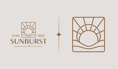 Sunset Wave Logo Template. Universal creative premium symbol. Vector illustration. Creative Minimal design template. Symbol for Corporate Business Identityのイラスト素材
