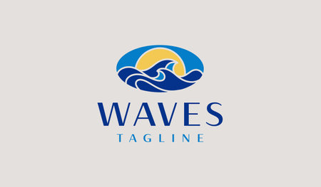 Sunset wave Monoline Logo Template. Universal creative premium symbol. Vector illustrationのイラスト素材