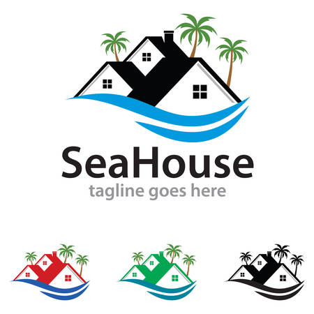 Sea House Logo Template Design Vectorのイラスト素材