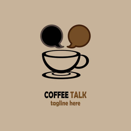 Coffee Talk Logo. Flat Vector Logo Design Template Element for Coffee Shop, Cafeteria and Restaurant Logos.のイラスト素材