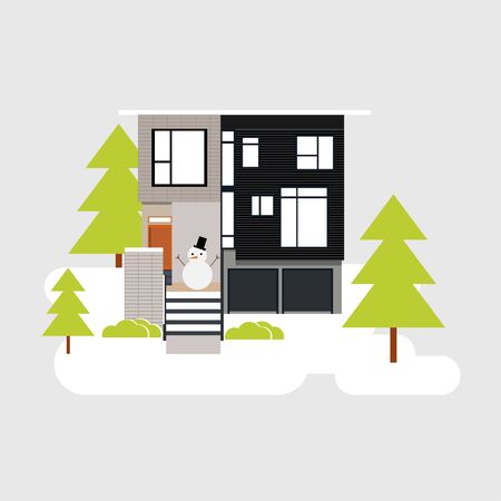 flat ilustration winterのイラスト素材