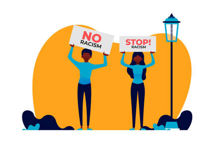 simple illustrations on the theme of racism, no racism and stop racismのイラスト素材