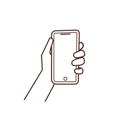 illustration of hands holding cell phonesのイラスト素材
