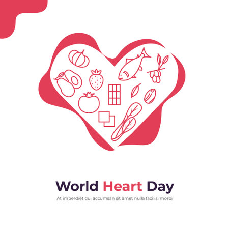 illustration of world heart day, food illustration for the heartのイラスト素材