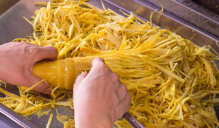 yellow bamboo shoot for cookの写真素材