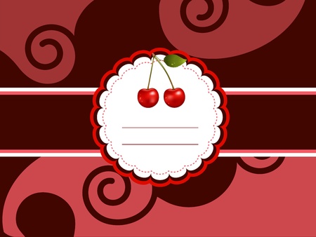 Cherry card. Chocolate brown background. のイラスト素材
