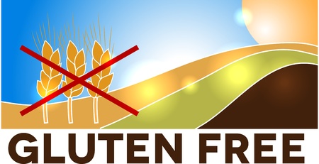 Gluten free design, landscape with wheat crossed with red lines のイラスト素材