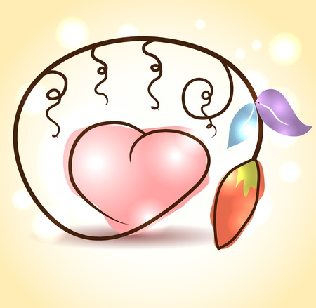 Hand drawn flower and heart のイラスト素材