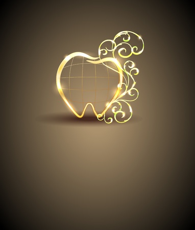 Beautiful tooth illustration  Abstract healthy tooth and leaf swirls  Luxury dental care のイラスト素材