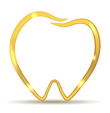 Golden tooth design. Beautiful healthy tooth illustration. Luxury dental care.のイラスト素材