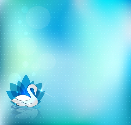  Beautiful swan and flower, light blue background.のイラスト素材