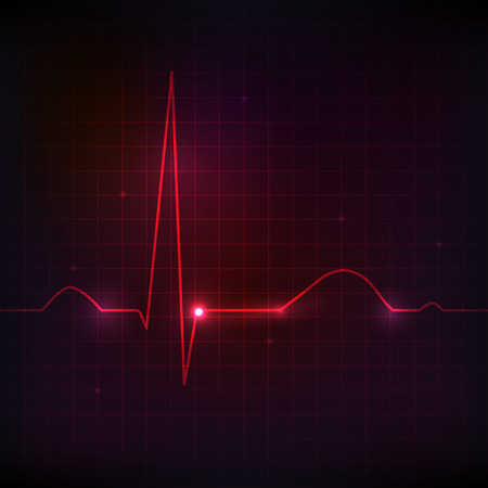 Colorful human heart normal sinus rhythm, electrocardiogram record. Bright and bold design.のイラスト素材