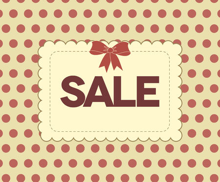 Retro sale poster, bow and red dots backgroundのイラスト素材