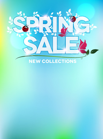 Spring sale blue fresh design, light blue backgroundのイラスト素材