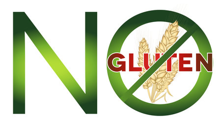 Gluten free diet message. Green and red colors, bright design.のイラスト素材