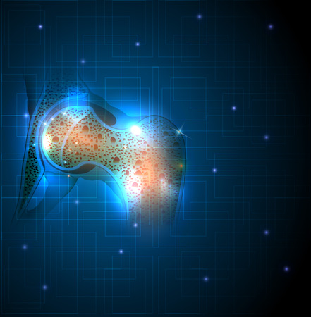 Hip joint anatomy abstract blue background with light linesのイラスト素材