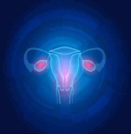 Female uterus abstract blue technology background, treatment conceptのイラスト素材