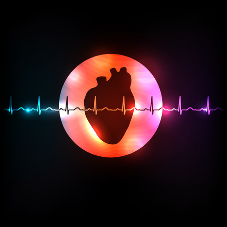 Healthy heart in the round shape and normal heart beat rhythmのイラスト素材
