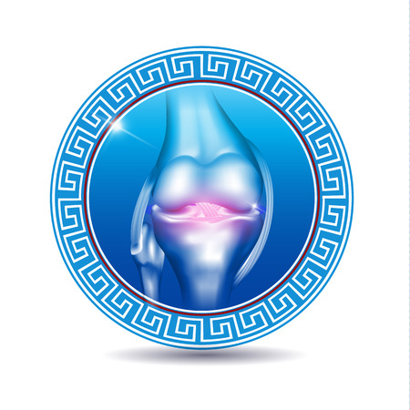 Leg joint in the round blue shape, abstract design. Joint health care symbolのイラスト素材