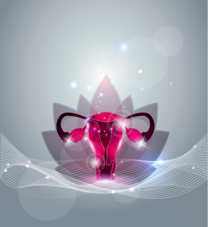Female reproductive organs flower at the background. Fertility and reproductive system health care on a beautiful abstract background.のイラスト素材