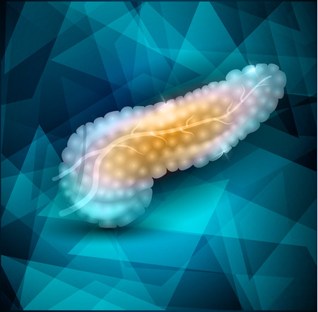 Pancreas on a blue abstract shapes backgroundのイラスト素材