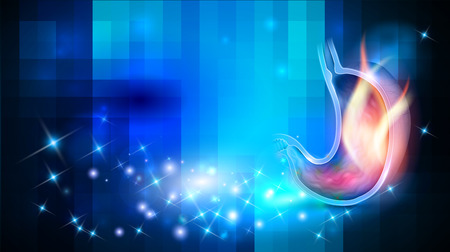 Stomach disorder abstract sparkling design, fire inside of the stomachのイラスト素材