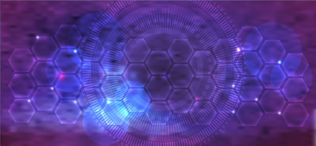 Beautiful abstract purple mesh color scientific background with transparent cells and glowのイラスト素材