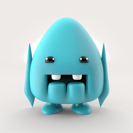 adorable azure gloop little legend, 3d objects, conceptual, minimal, front view, symmetric, white backgroundの写真素材