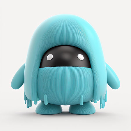 adorable azure gloop little legend, 3d objects, conceptual, minimal, front view, symmetric, white...