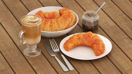 croissant with jamの写真素材