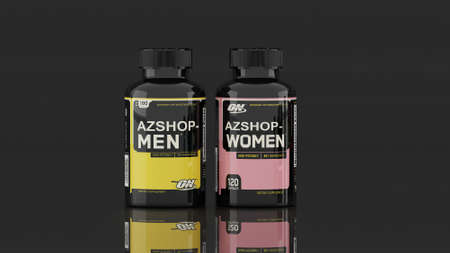 OPTI-WOMEN & OPTI-MEN - Optimun Nutrition. Editorial photograph of a food supplement product.OPTI-WOMEN & OPTI-MEN brand optimum nutrition. - Baku, Azerbaijan June, 06, 2020.のeditorial素材
