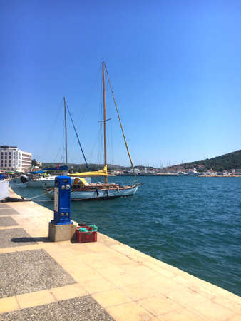 Cesme, Ä°zmir / Turkey - July 26, 2019: View of Cesme coastline.のeditorial素材