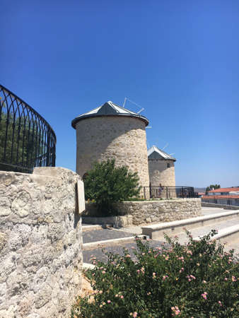 Before 1920s Turkish town of Alacati was predominantly Greek. Now this travel destination in the area of Izmir and Cesme experiences resurgence of interest and cherishes intercultural heritageの写真素材