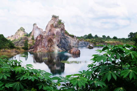 Desert Sandtone Hill Reflecting in a Pond .の写真素材