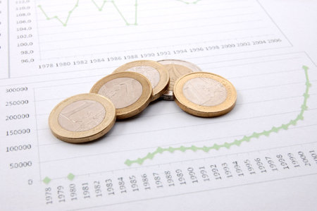 euro money over business chart showing financial success の写真素材
