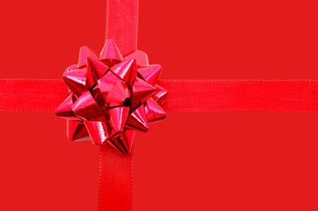 christmas gift with ribbon and copy spaceの写真素材
