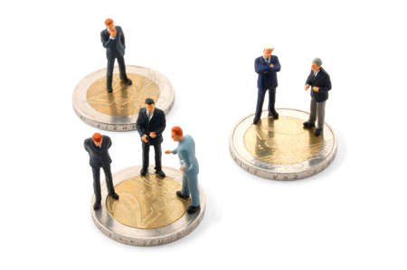 business man and euro money isolated on white backgroundの写真素材