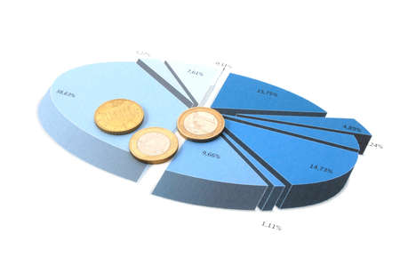 blue cell phone over business chart showing successの写真素材