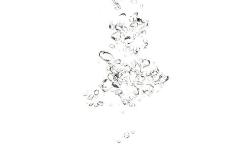 bubbles of air in water on white backgroundの写真素材