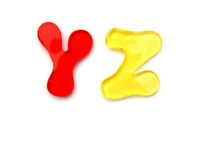 letters from A to Z and numbers form 0 to 9 isolated on white backgroundの写真素材