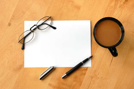 business still life with empty sheet paper for copyspace の写真素材